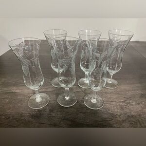 Sonora Parfait By Coloby Vintage Set Of 6 Etched Glass Wine Set